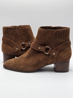 Essex Lane Jacey Ankle Booties in cognac/brown suede. Women's Size 10M